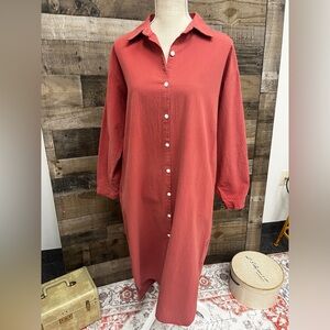 GGUHHU Salmon Button Down Shirt Dress